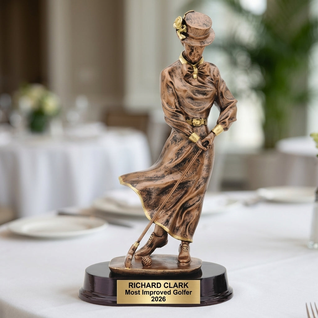 Personalized | Vintage Golf Award | Custom Engraved | Women's Golfer | Award Trophy | Personalized Engraved | Lady Golf | Tournament Prize - View 5