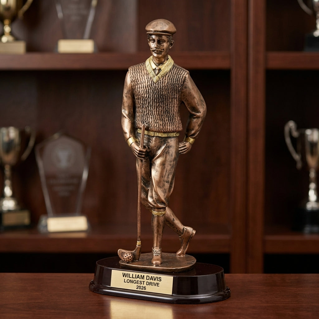 Personalized | Golf Award | Custom Engraved | Golf Trophy | Personalized Award | Engraved Gift | Vintage Golfer | Tournament Prize - View 1