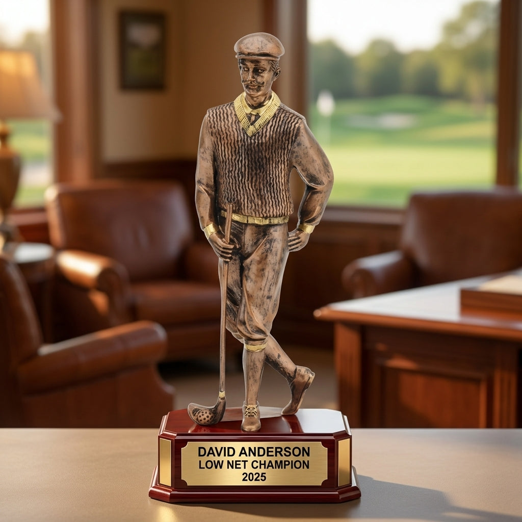 Personalized | Golf Award | Custom Engraved | Golf Trophy | Personalized Award | Engraved Gift | Vintage Golfer | Tournament Prize - View 4