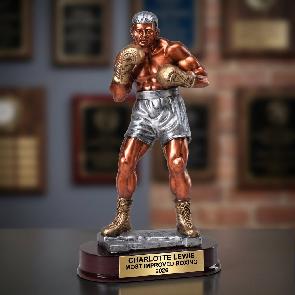 Boxing Award Trophy | Personalized | Custom Engraved | Boxer Gift | Boxing Tournament | Champion | Wood Unlimited - View 3