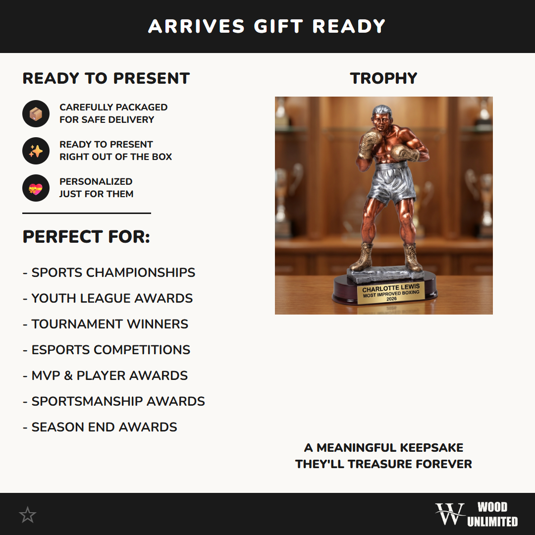 Personalized Boxing Trophy, Custom Engraved Boxer Champion Award, Boxing Tournament & Gym Gift