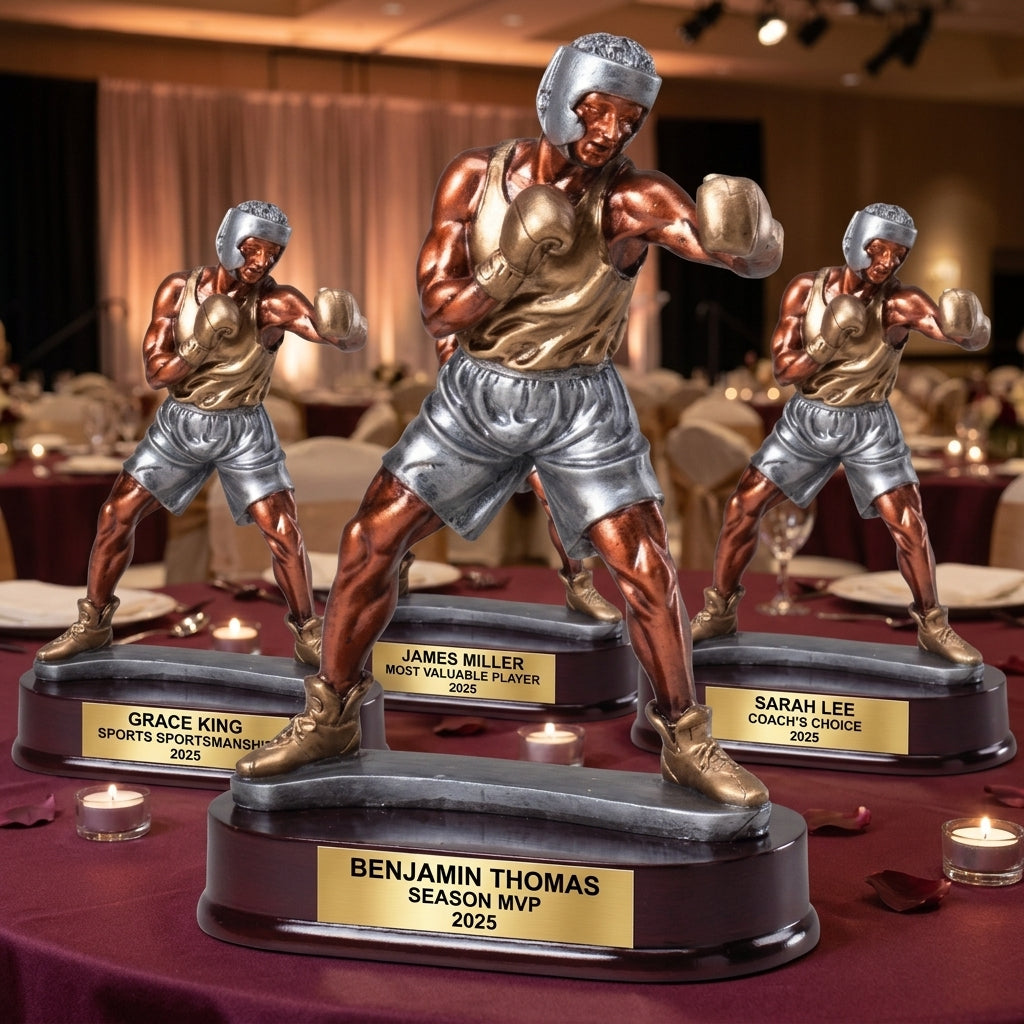 Boxing Trophy | Personalized Sports Award | Custom Engraved | Boxer Gift | Team Banquet | Award Ceremony | Wood Base - View 6