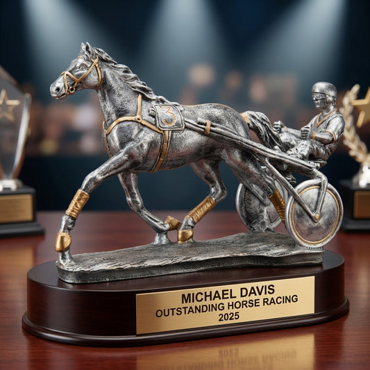 Horse Racing Trophy Award | Personalized Sulky Award | Custom Engraved | Harness Racing Gift | Horse Racing Trophy - View 2