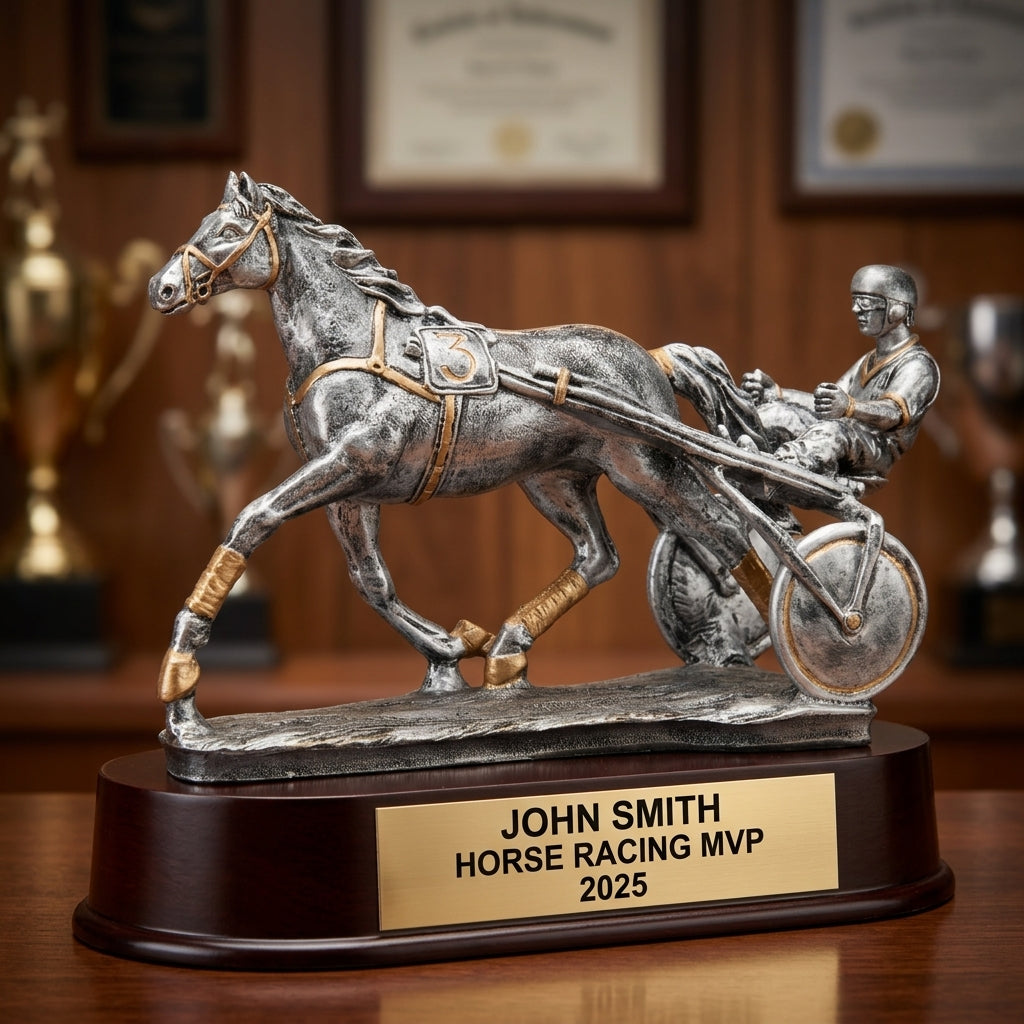 Horse Racing Trophy Award | Personalized Sulky Award | Custom Engraved | Harness Racing Gift | Horse Racing Trophy - View 3