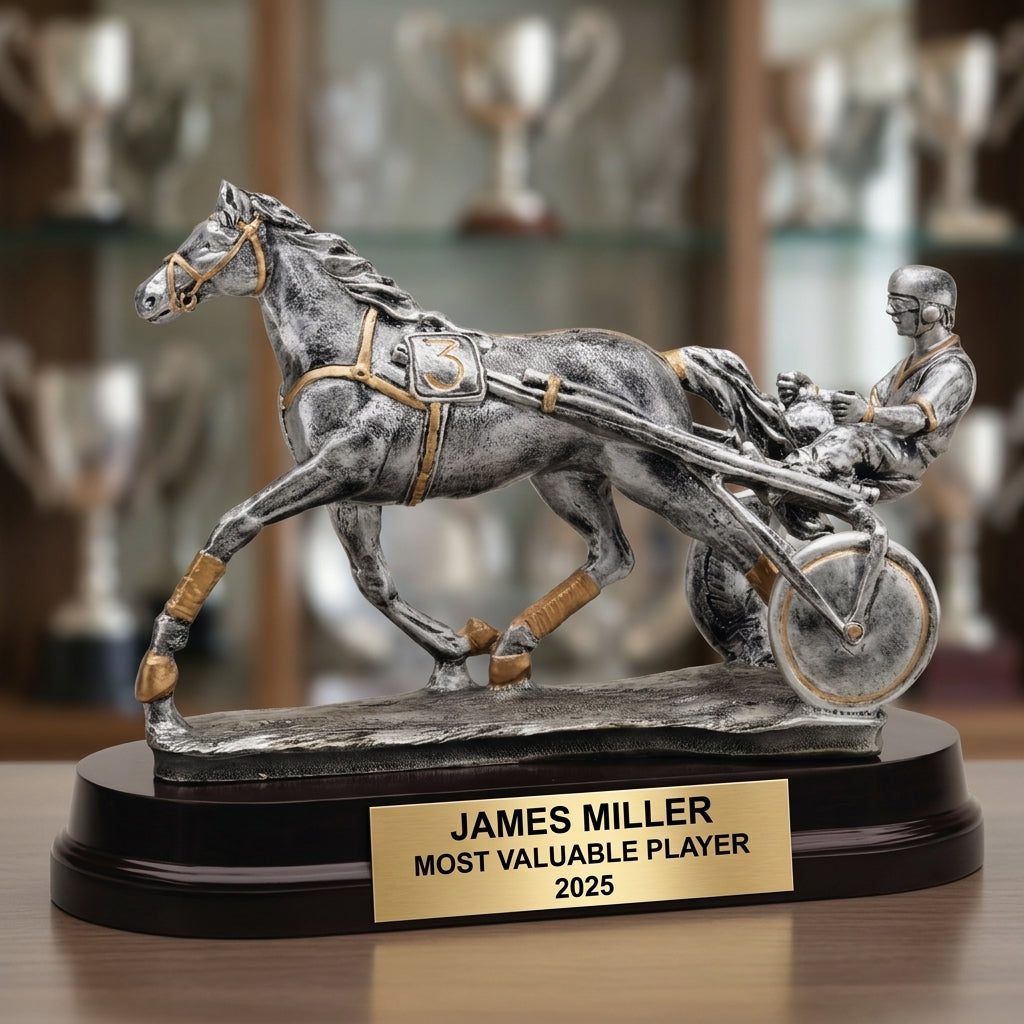 Horse Racing Trophy Award | Personalized Sulky Award | Custom Engraved | Harness Racing Gift | Horse Racing Trophy - View 4