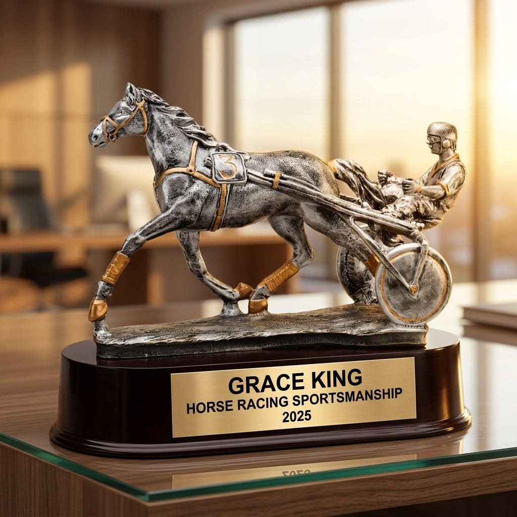 Horse Racing Trophy Award | Personalized Sulky Award | Custom Engraved | Harness Racing Gift | Horse Racing Trophy - View 5