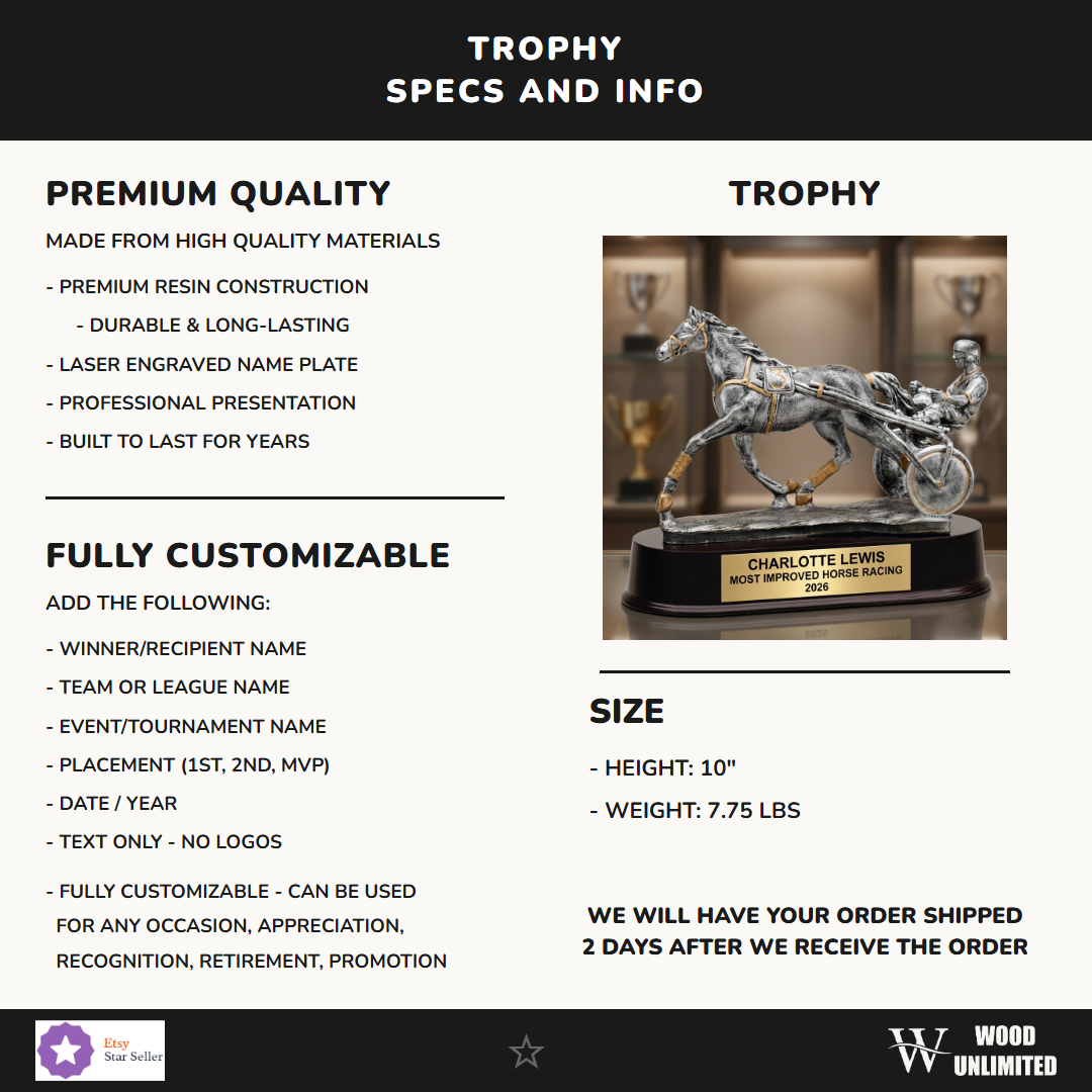 Horse Racing Resin Figure Trophy 10"