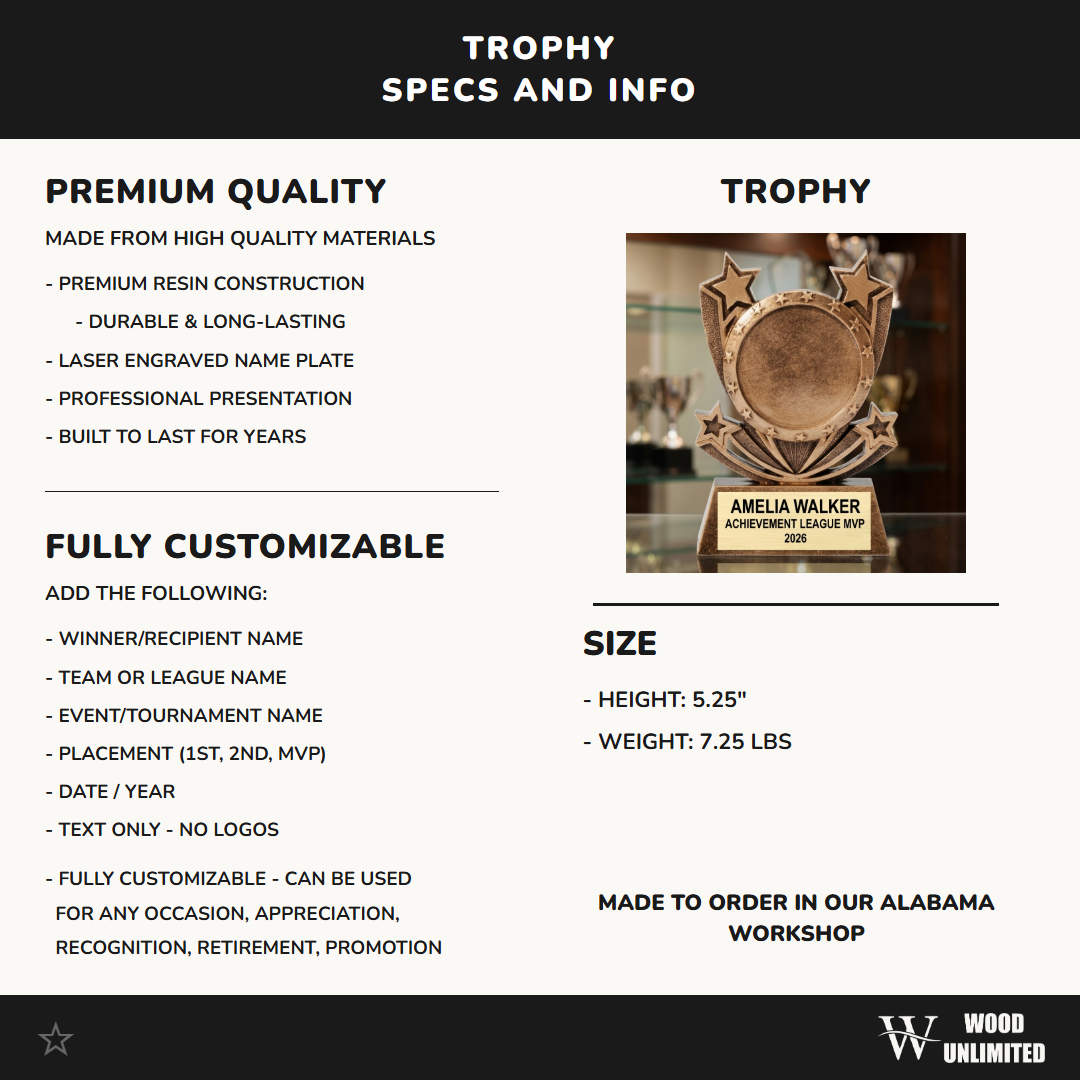 Personalized | Achievement Award | Custom Engraved | Achievement Trophy | Star Award | Recognition | MVP | Corporate | Employee