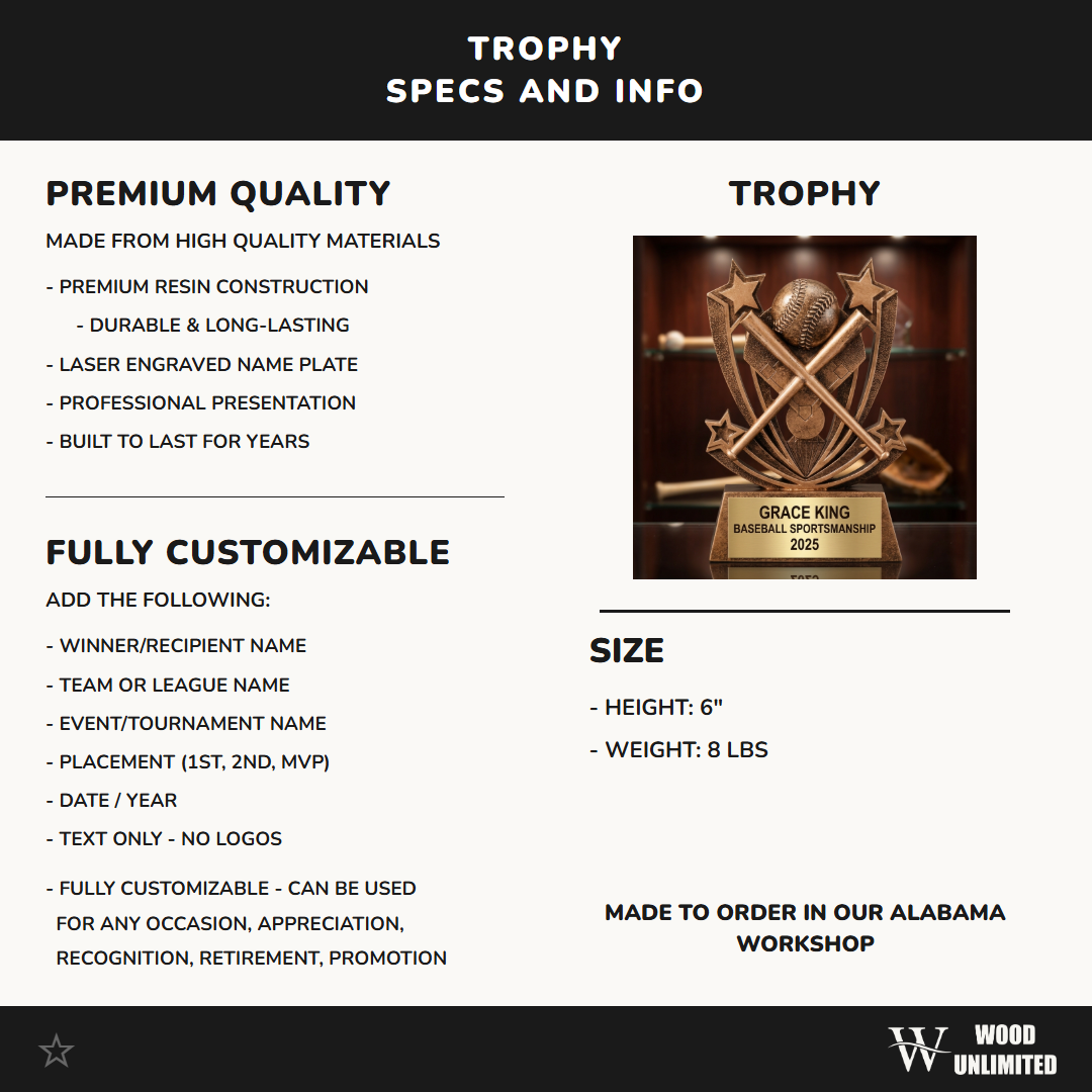 Personalized | Baseball Award | Custom Engraved | Baseball Trophy | Youth Award | Youth League | Team Gift | MVP Sportsmanship