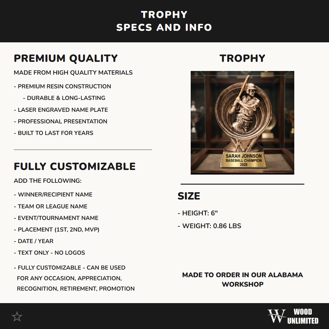 Personalized | Baseball Award | Custom Engraved | Baseball Trophy | MVP Award | Youth League | Team Gift | Personalized Baseball