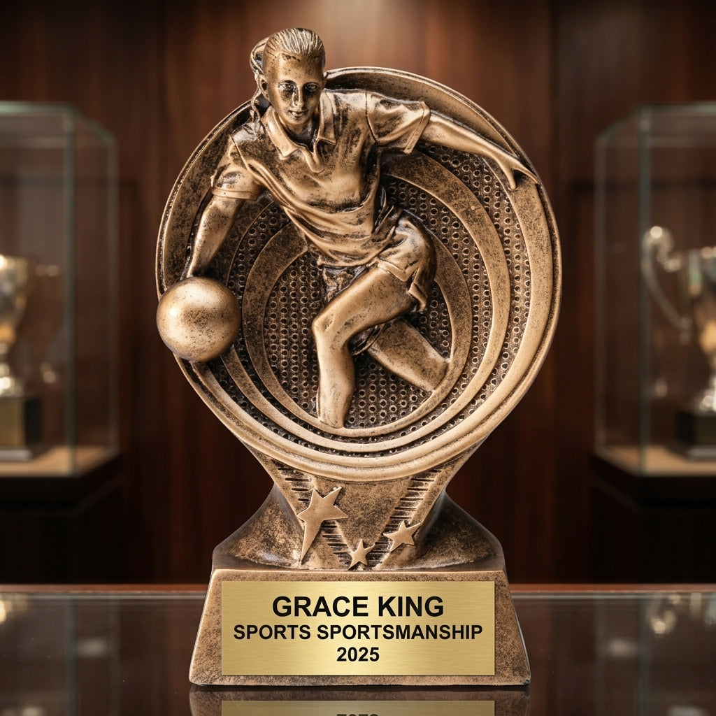 Sports Trophy Award | Personalized | Custom Engraved | Bowling, Action | Award Ceremony | Team Banquet | Resin Trophy - View 1