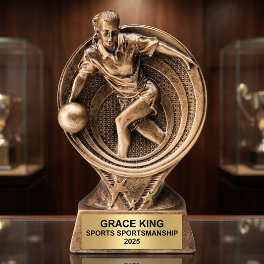 Sports Trophy Award | Personalized | Custom Engraved | Bowling, Action | Award Ceremony | Team Banquet | Resin Trophy - View 1