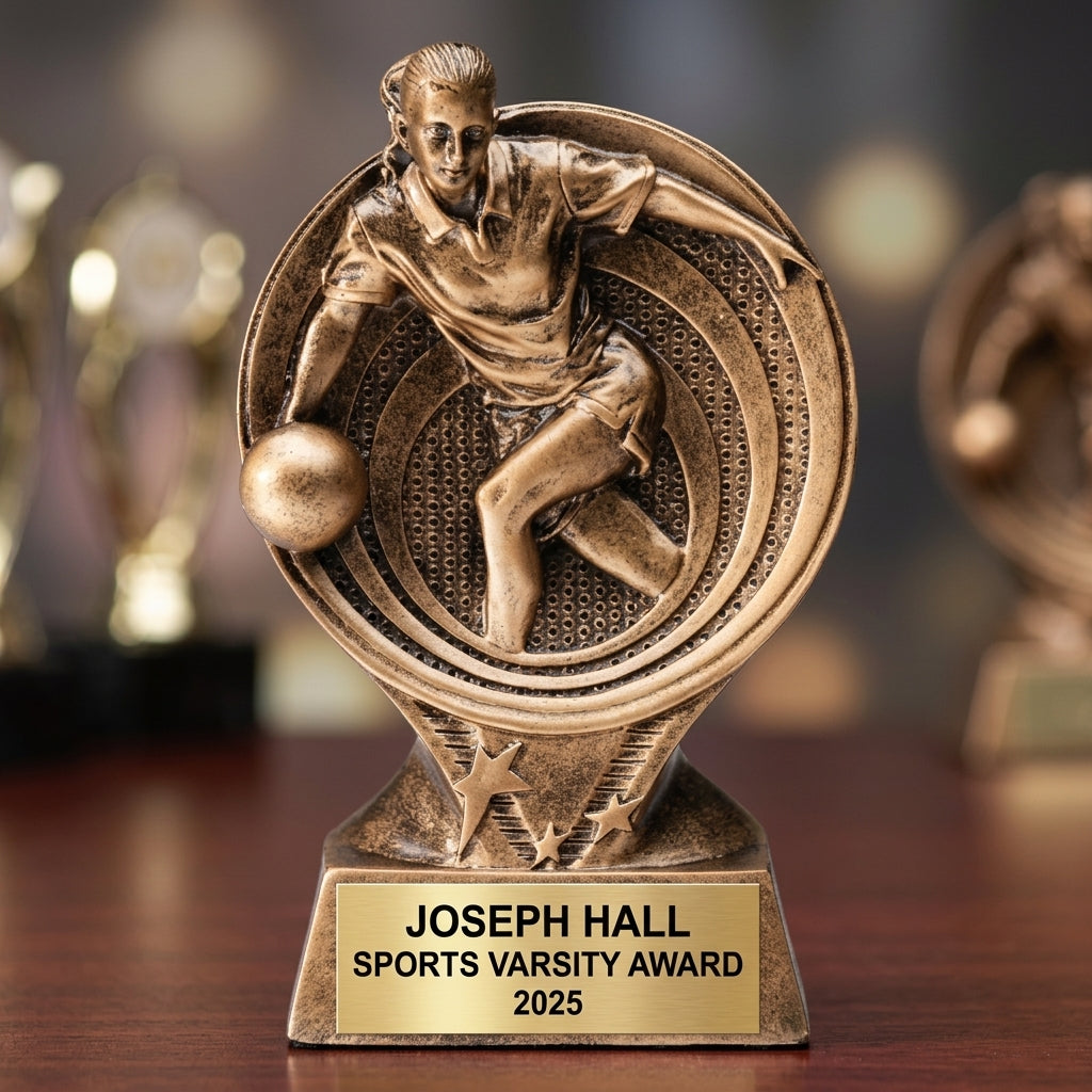 Sports Trophy Award | Personalized | Custom Engraved | Bowling, Action | Award Ceremony | Team Banquet | Resin Trophy - View 2