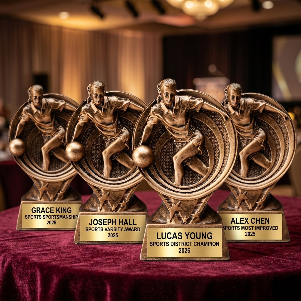 Sports Trophy Award | Personalized | Custom Engraved | Bowling, Action | Award Ceremony | Team Banquet | Resin Trophy - View 6