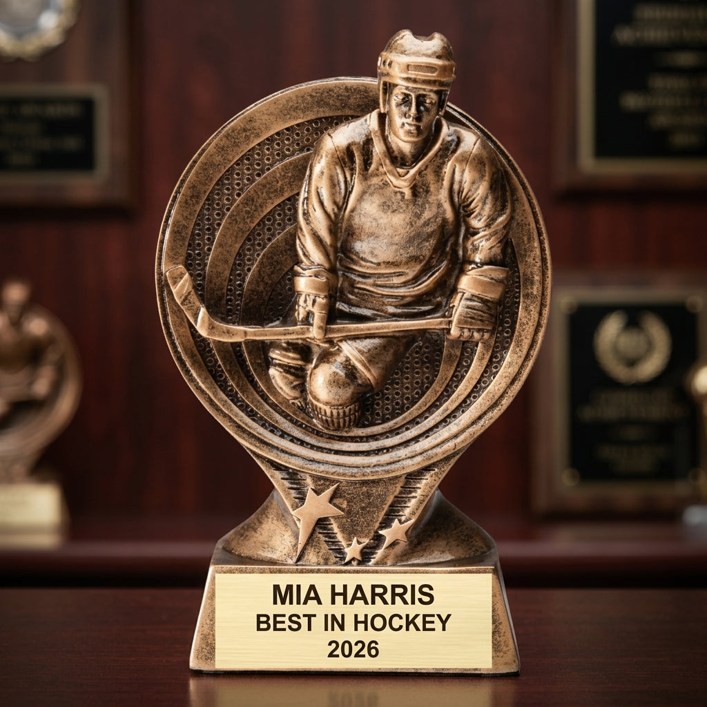 Hockey Award Trophy | Personalized | Custom Engraved | Hockey Gift | Hockey Team Award | End of Season | Tournament Trophy - View 3