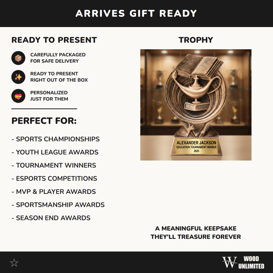 Personalized Education Achievement Trophy - Custom Laser Engraved Resin Award for Professionals