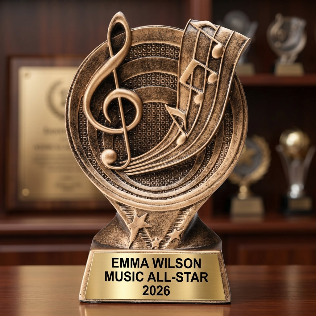 Music Trophy Award | Personalized Music Award | Custom Engraved | Music Competition Award | Music Teacher Gift | Music Student Award - View 3