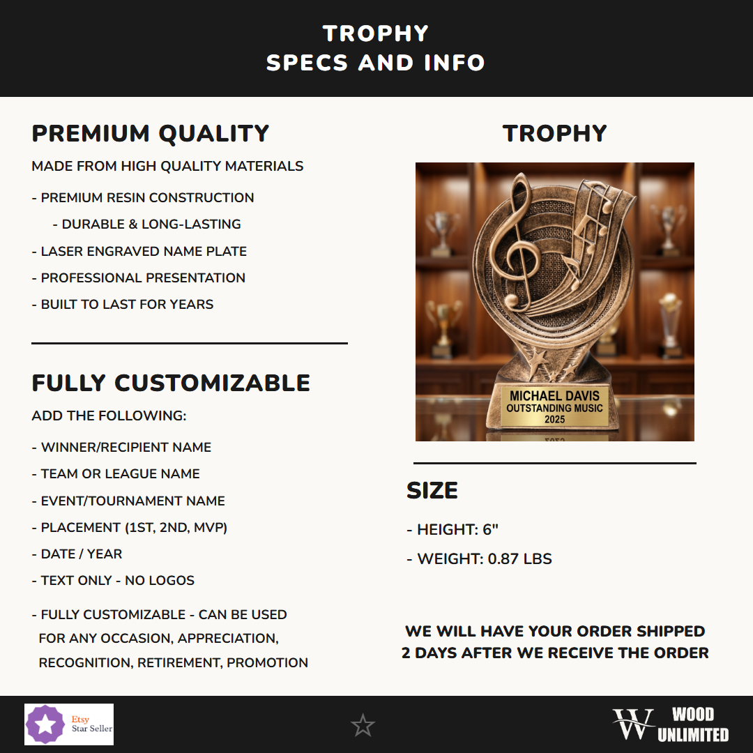 Music Resin Figure Trophy 6"