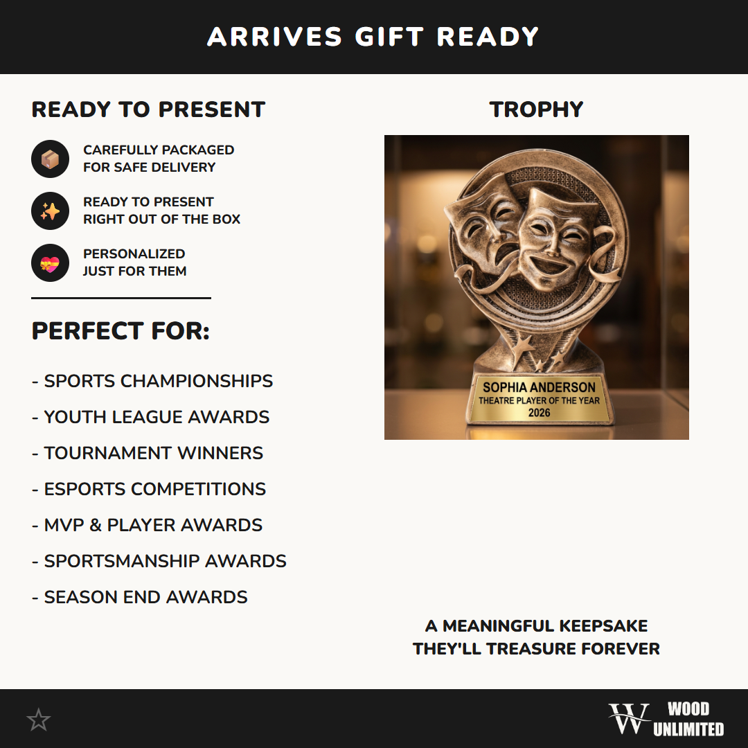Personalized | Theatre Award | Custom Engraved | Theatre Trophy | Drama Award | Acting Trophy | Engraved | Custom | Masks Award