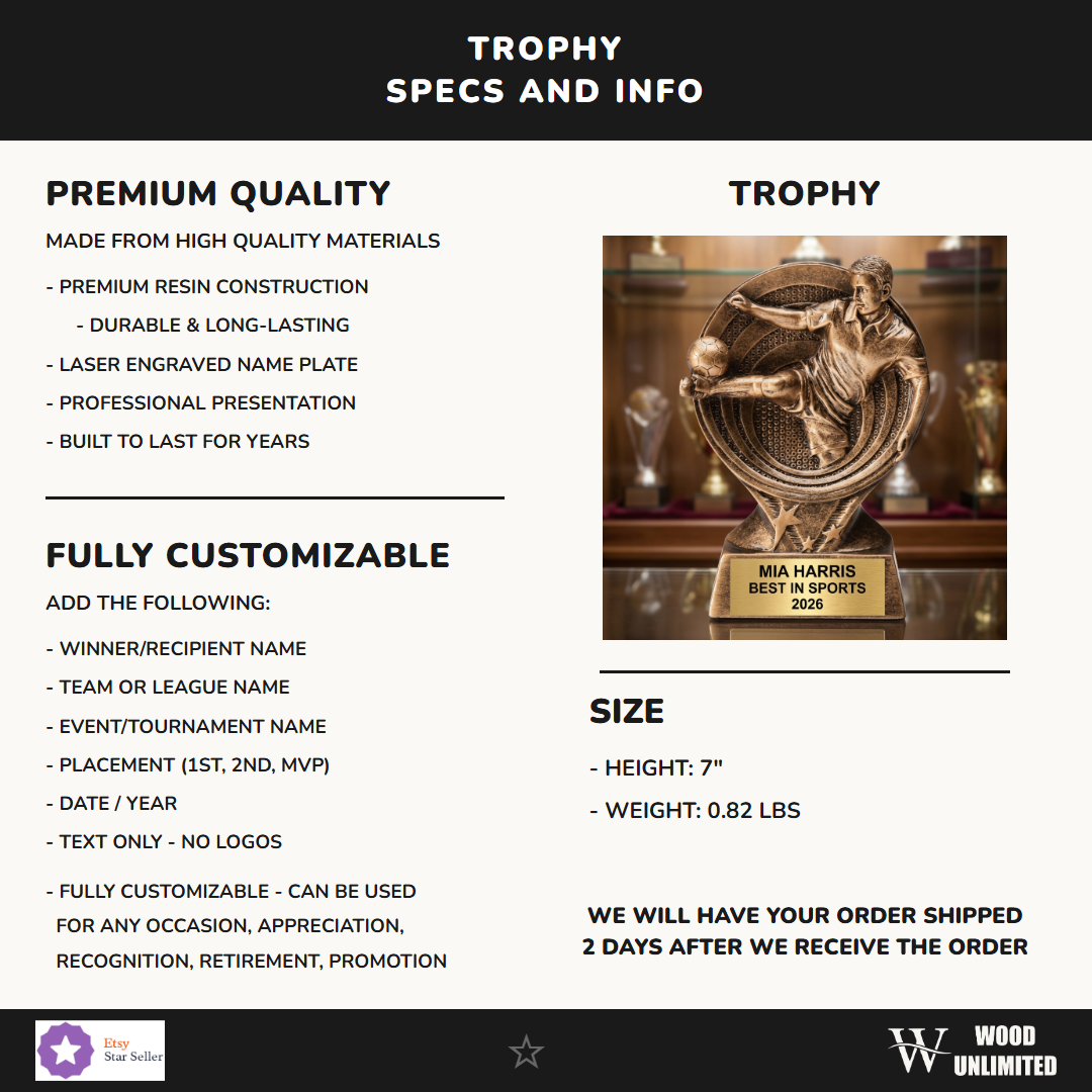 Sports Resin Figure Trophy 7"