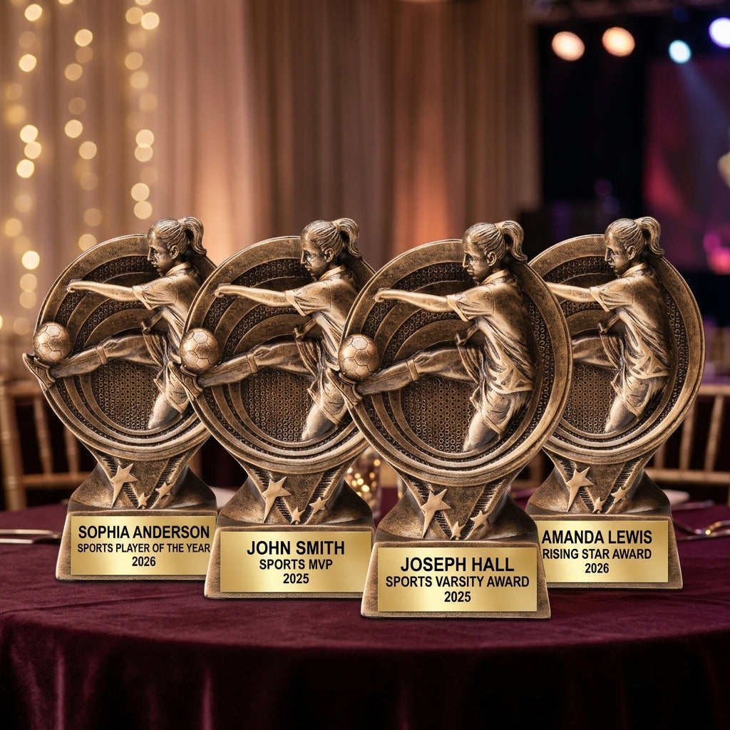 Sports Award Trophy | Personalized | Custom Engraved | Soccer Award | Team Award | 6" Saturn Series Resin Trophy - View 6