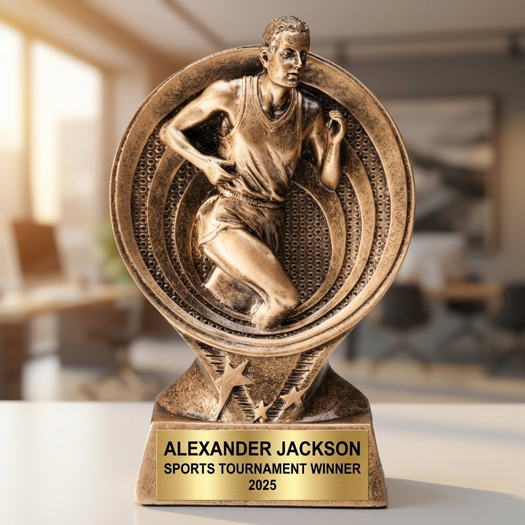 Sports Trophy Award | Personalized | Custom Engraved | Saturn Series Track & Field | Action Award | Team Banquet Gift | Gold Finish - View 5