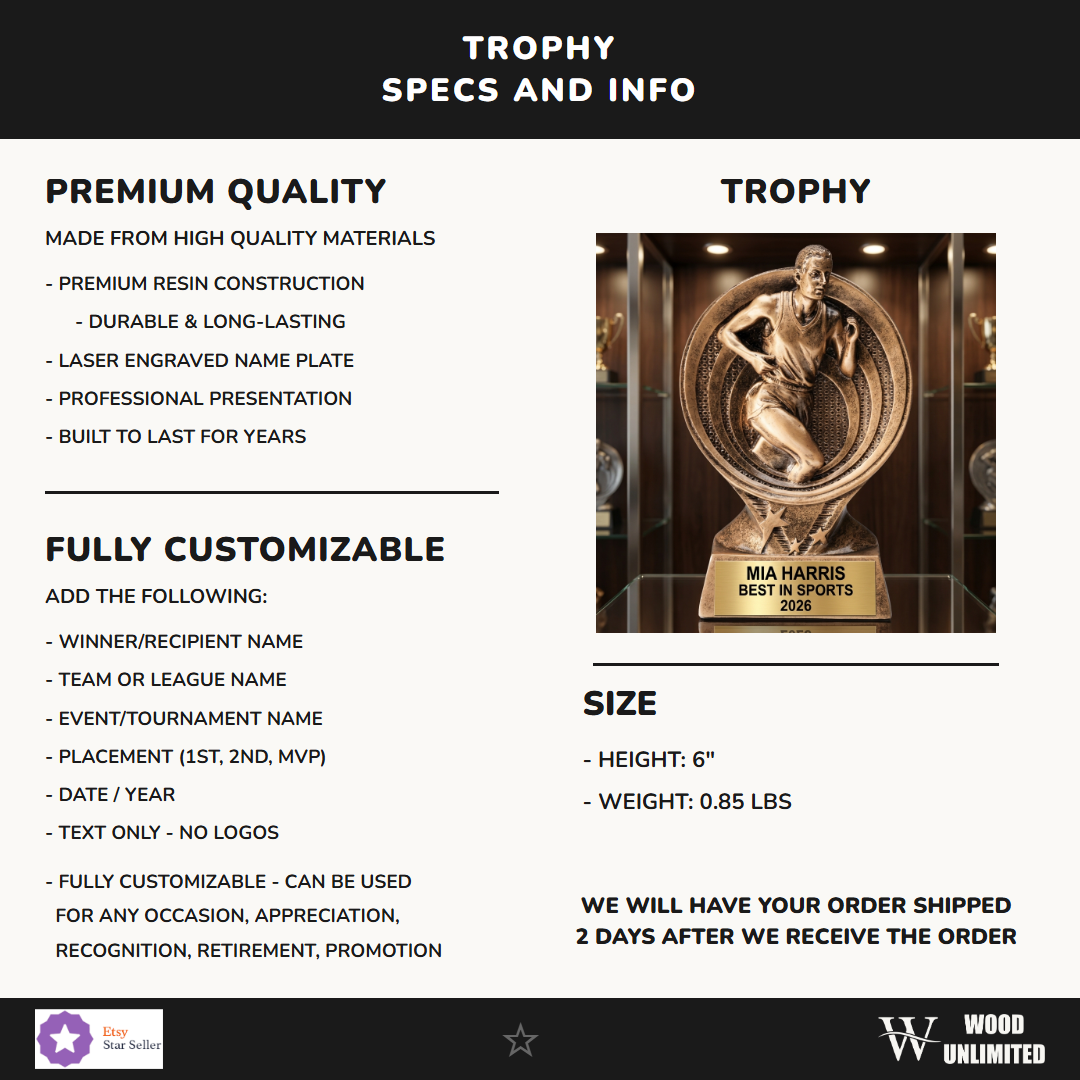 Sports Resin Figure Trophy 6"