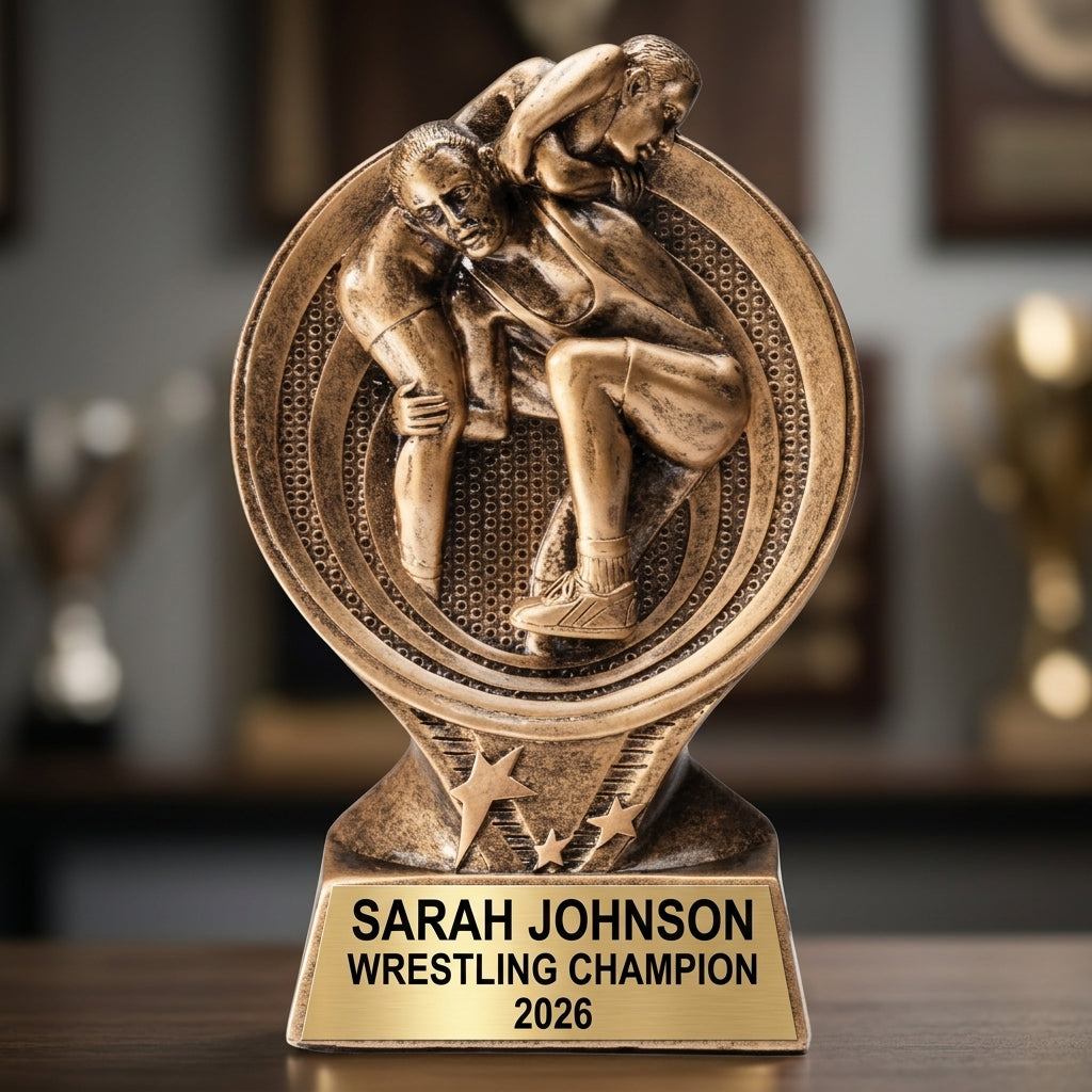 Wrestling Award Trophy | Personalized | Custom Engraved | Wrestler Gift | Champion Trophy | Wrestling Coach Gift - View 3