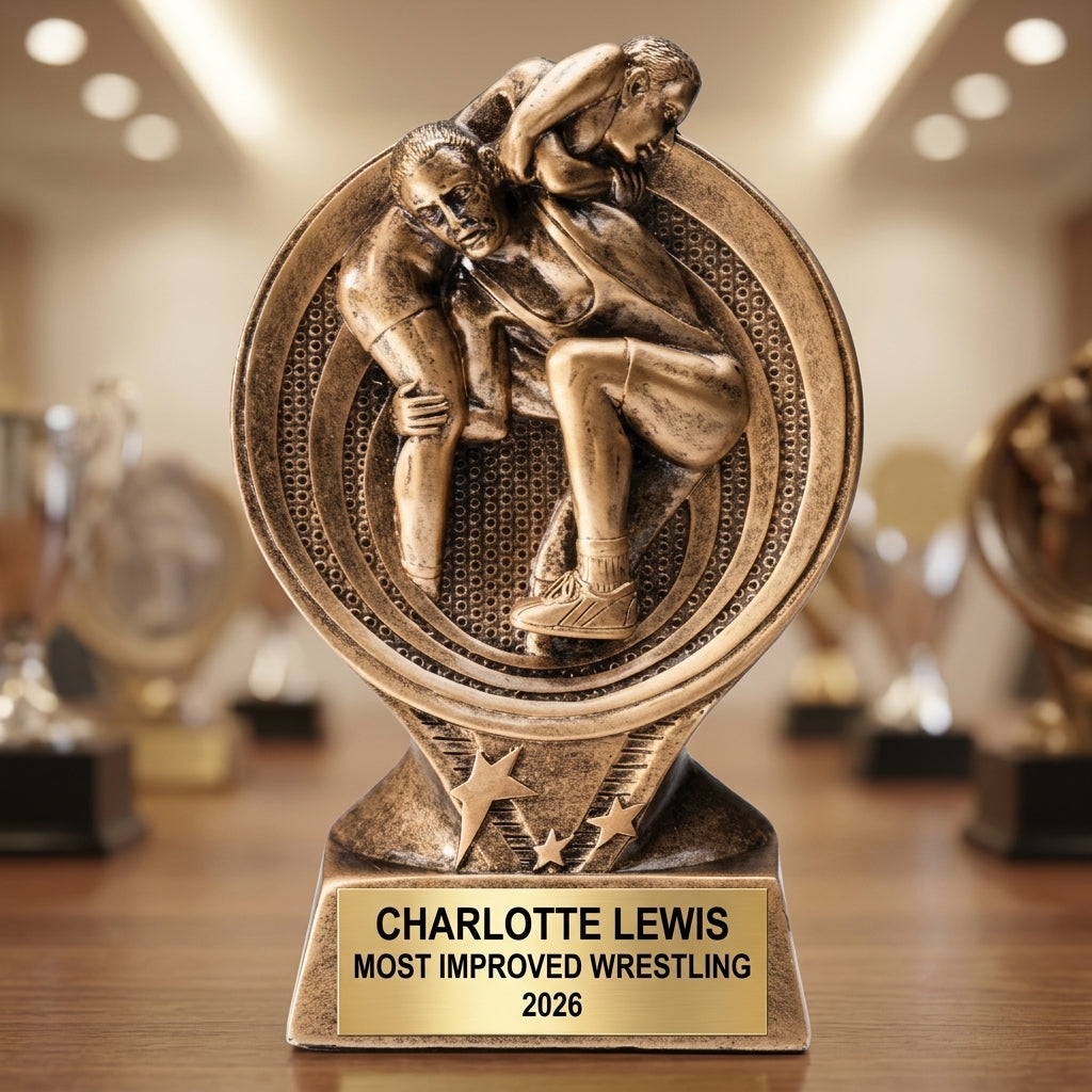 Wrestling Award Trophy | Personalized | Custom Engraved | Wrestler Gift | Champion Trophy | Wrestling Coach Gift - View 4
