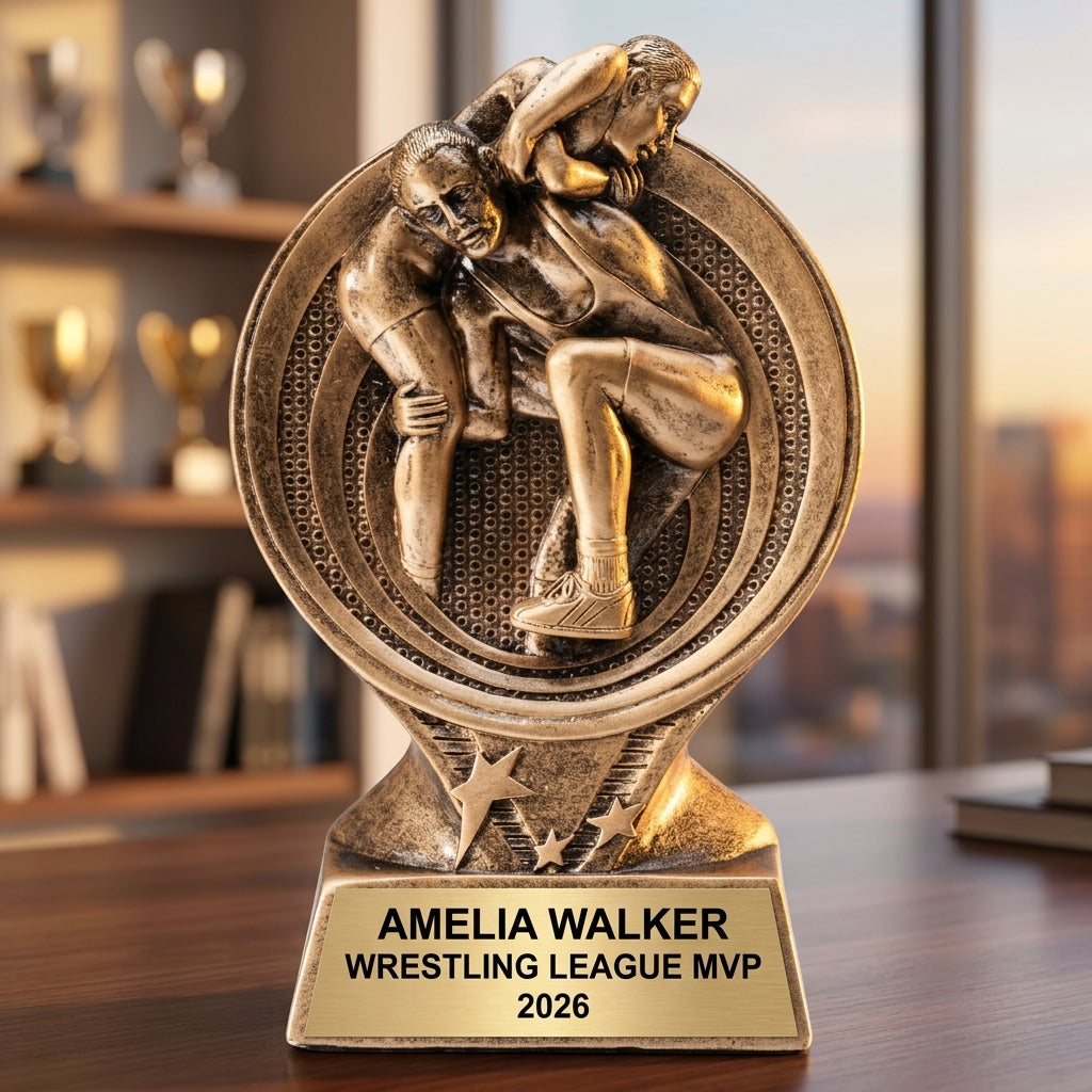 Wrestling Award Trophy | Personalized | Custom Engraved | Wrestler Gift | Champion Trophy | Wrestling Coach Gift - View 5