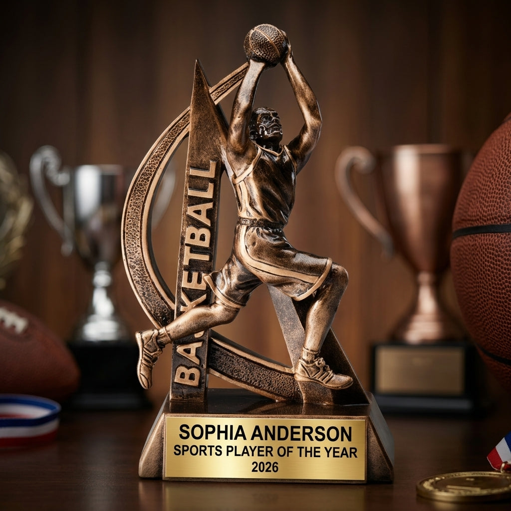 Sports Award Trophy | Personalized Basketball Trophy | Custom Engraved | Team Trophy | Sports Gift | Award Ceremony | Banquet Trophy - View 3