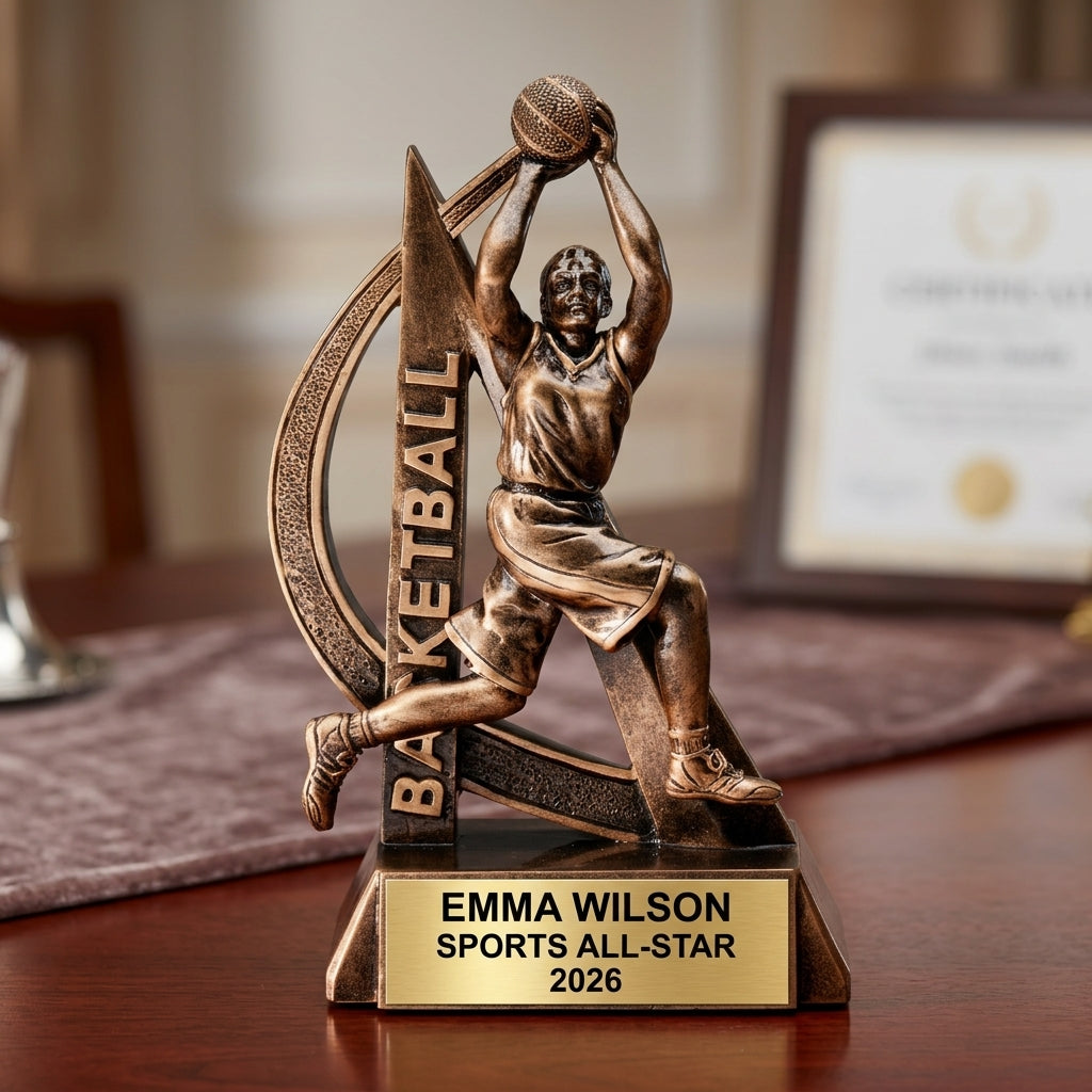 Sports Trophy Award | Personalized Basketball Award | Custom Engraved Name Plate | Sports Award - View 2