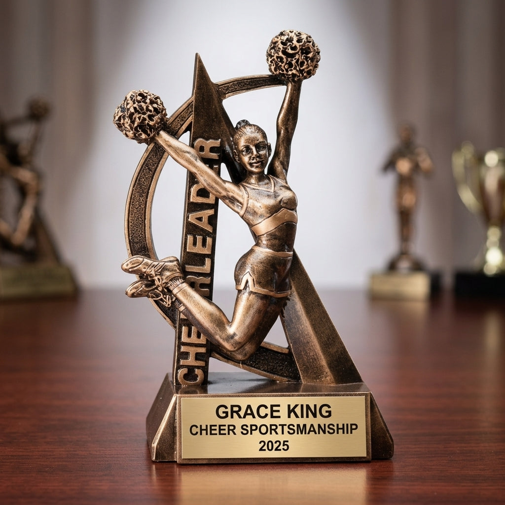 Cheer Award Trophy | Personalized | Custom Engraved Name Plate | Cheerleading Gift | Team Award - View 2