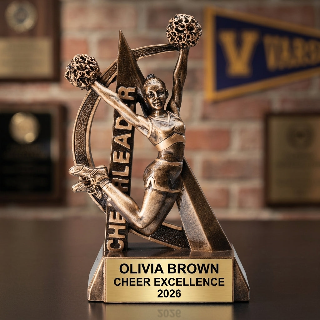 Cheer Award Trophy | Personalized | Custom Engraved Name Plate | Cheerleading Gift | Team Award - View 3