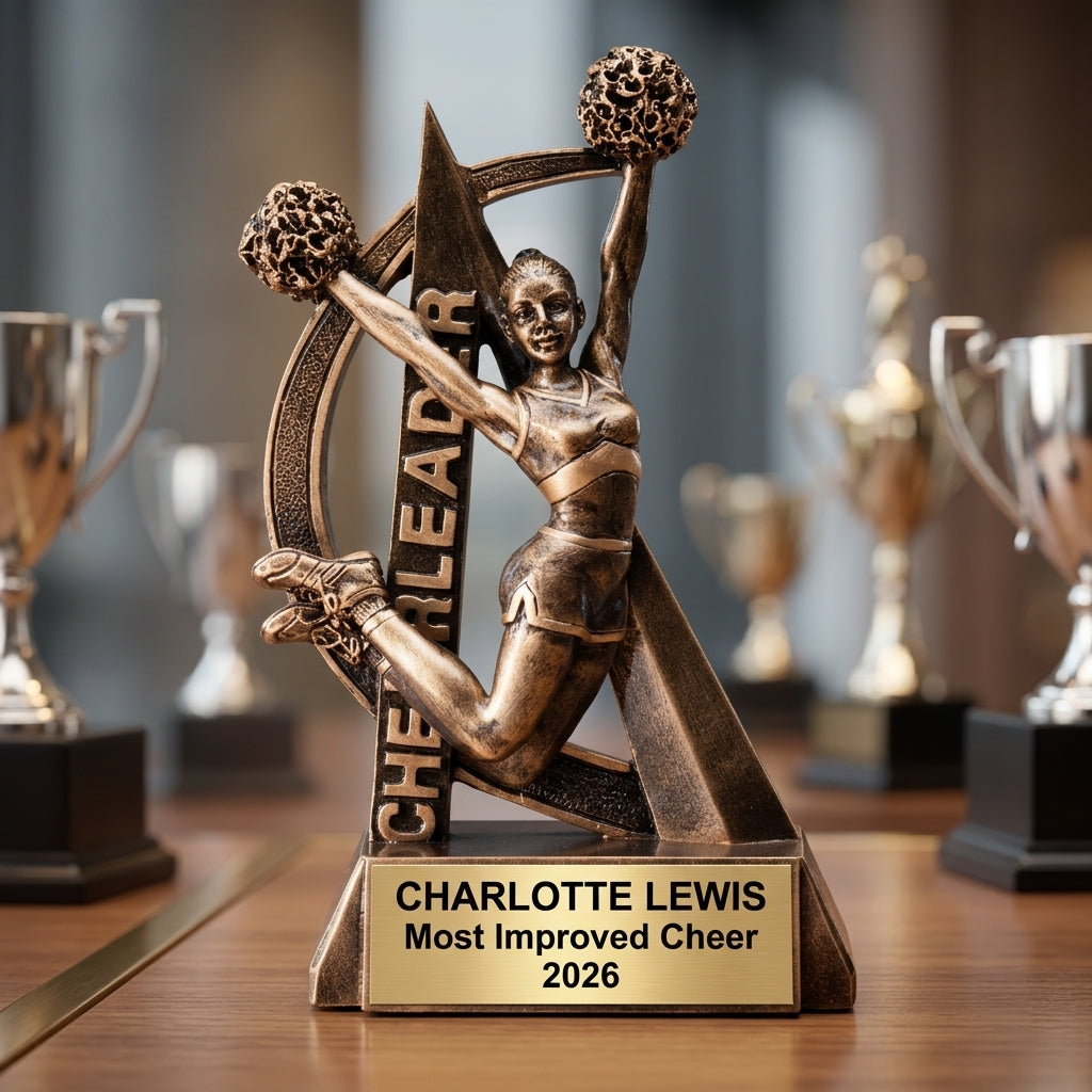 Cheer Award Trophy | Personalized | Custom Engraved Name Plate | Cheerleading Gift | Team Award - View 4