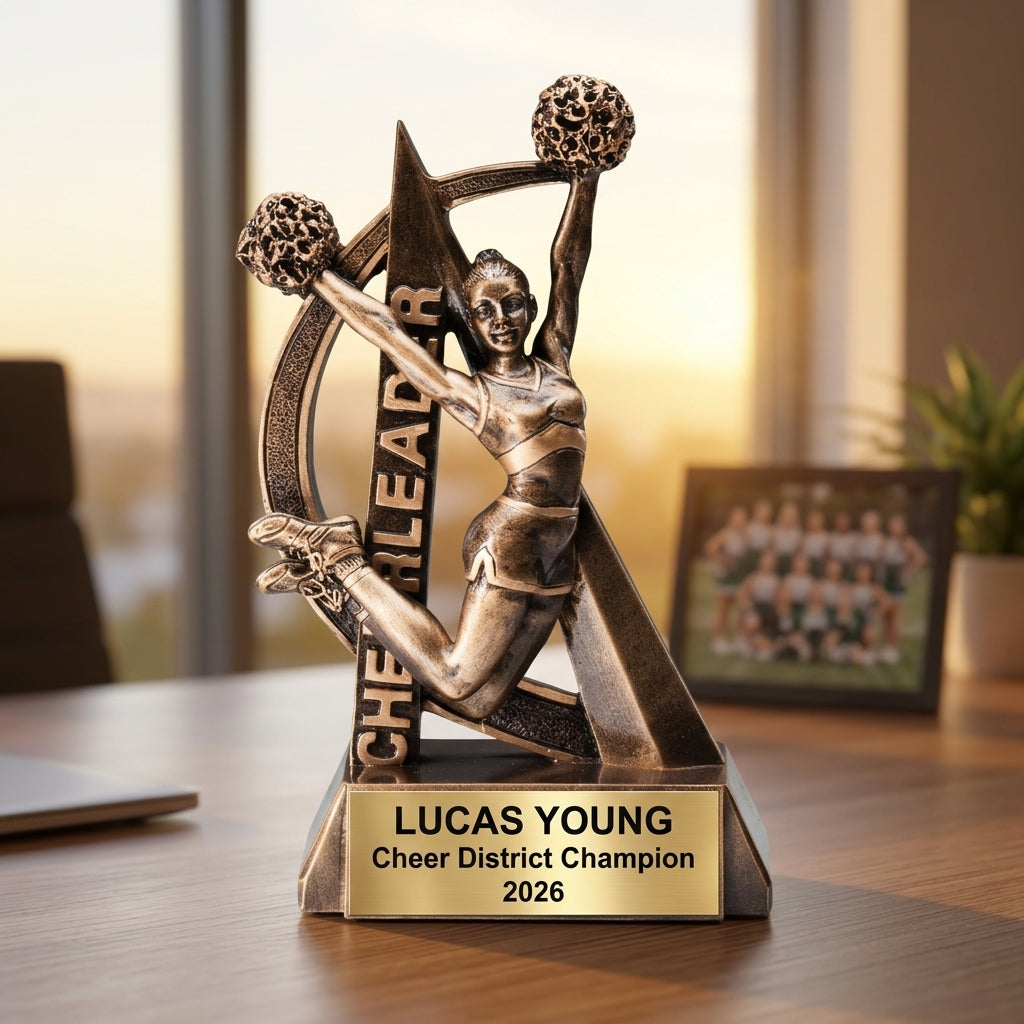 Cheer Award Trophy | Personalized | Custom Engraved Name Plate | Cheerleading Gift | Team Award - View 5