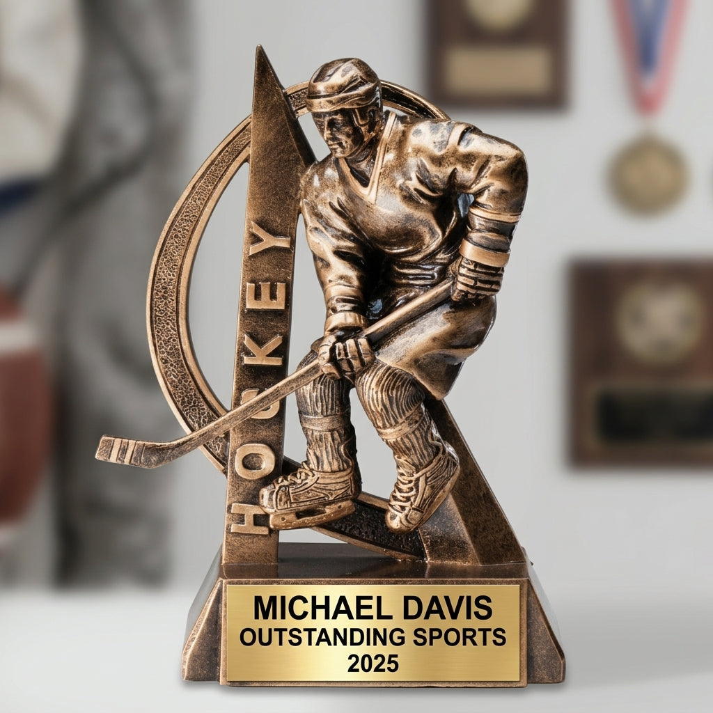 Sports Trophy Award | Personalized Hockey Award | Custom Engraved | Victory | Team Recognition | Achievement Gift - View 3
