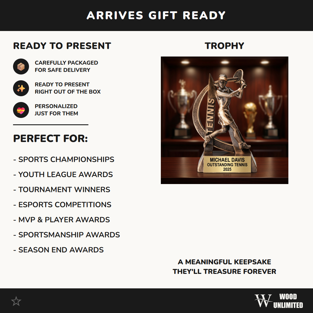 Personalized | Tennis Award | Custom Engraved | Trophy | Award | Engraved | Female | Player | Champion | Coach | Team