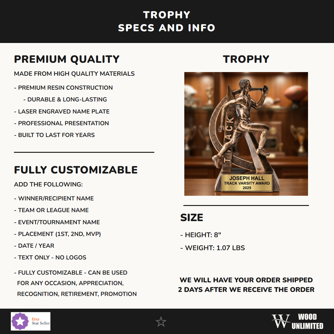 Track Resin Figure Trophy 8"