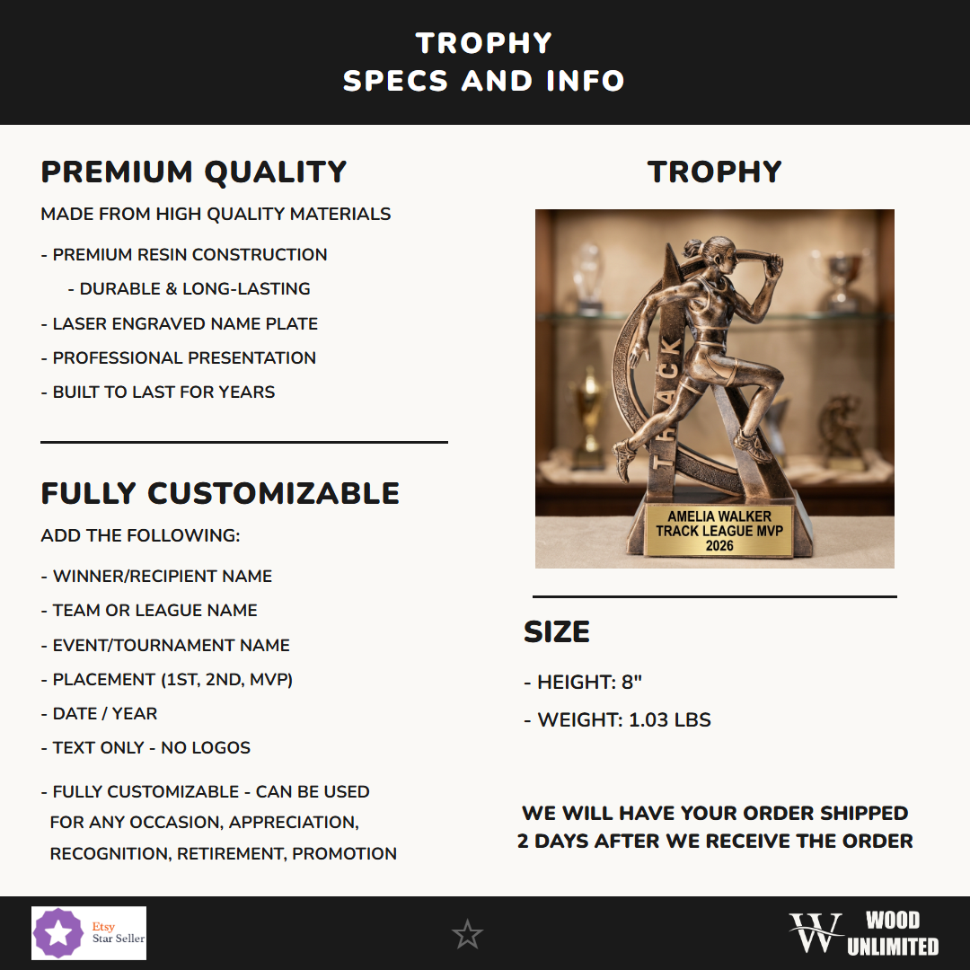 Track Resin Figure Trophy 8"