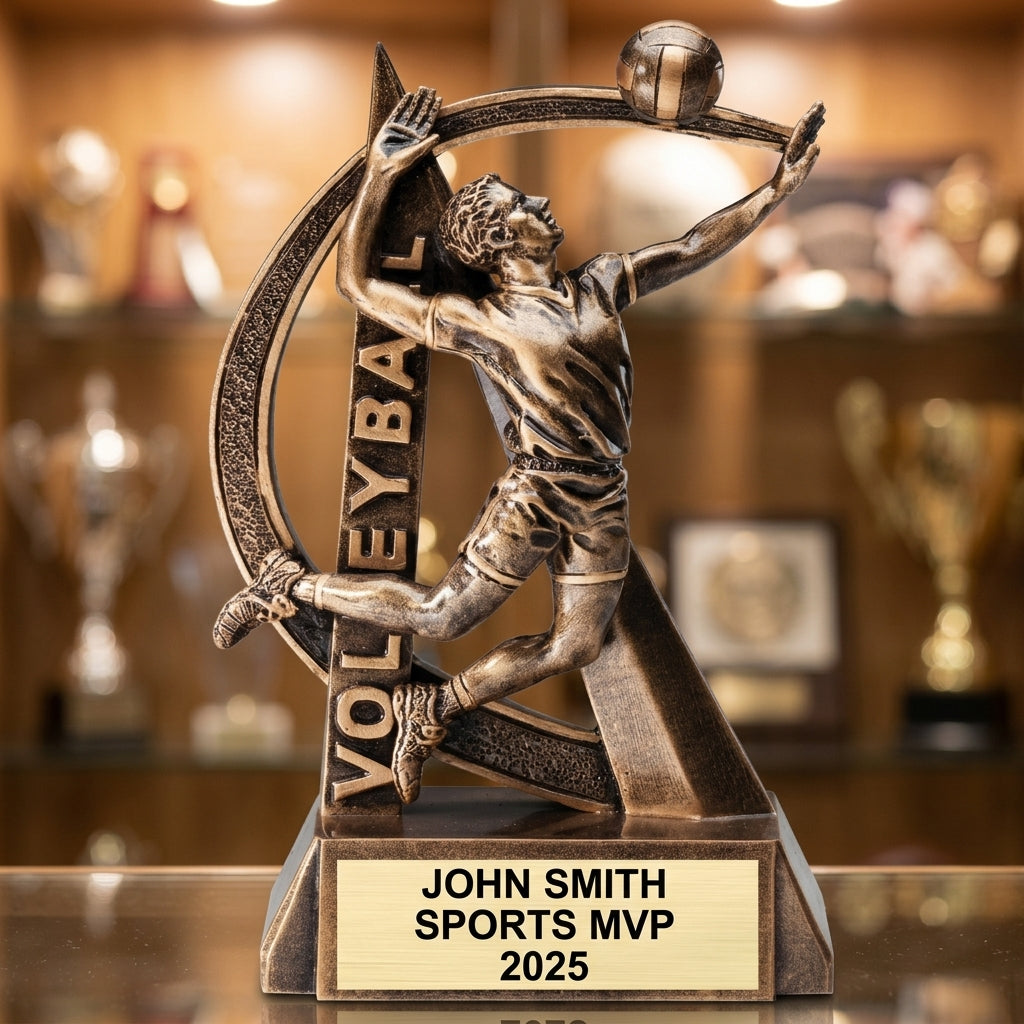 Sports Award Trophy | Personalized Volleyball Award | Custom Engraved | Team Gift | M Award | Achievement Award - View 1