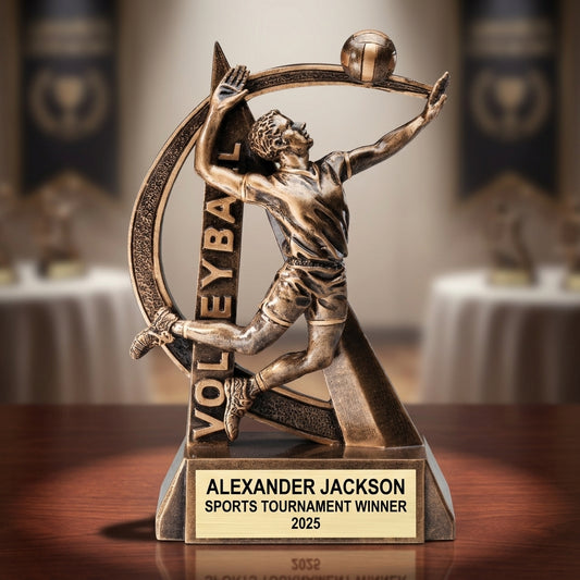 Sports Award Trophy | Personalized Volleyball Award | Custom Engraved | Team Gift | M Award | Achievement Award - View 2