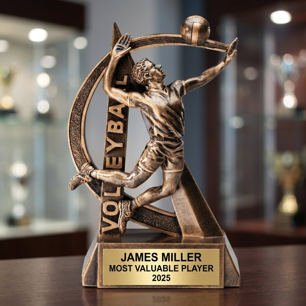Sports Award Trophy | Personalized Volleyball Award | Custom Engraved | Team Gift | M Award | Achievement Award - View 4