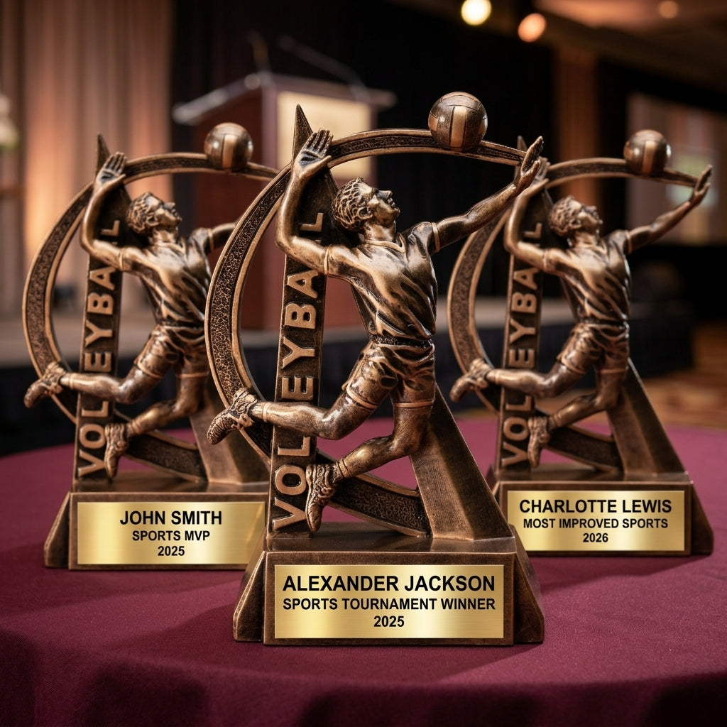 Sports Award Trophy | Personalized Volleyball Award | Custom Engraved | Team Gift | M Award | Achievement Award - View 6