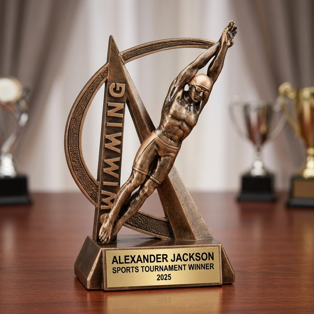 Sports Award Trophy | Personalized | Custom Engraved | Swim Award | Team Trophy | Achievement Award - View 2