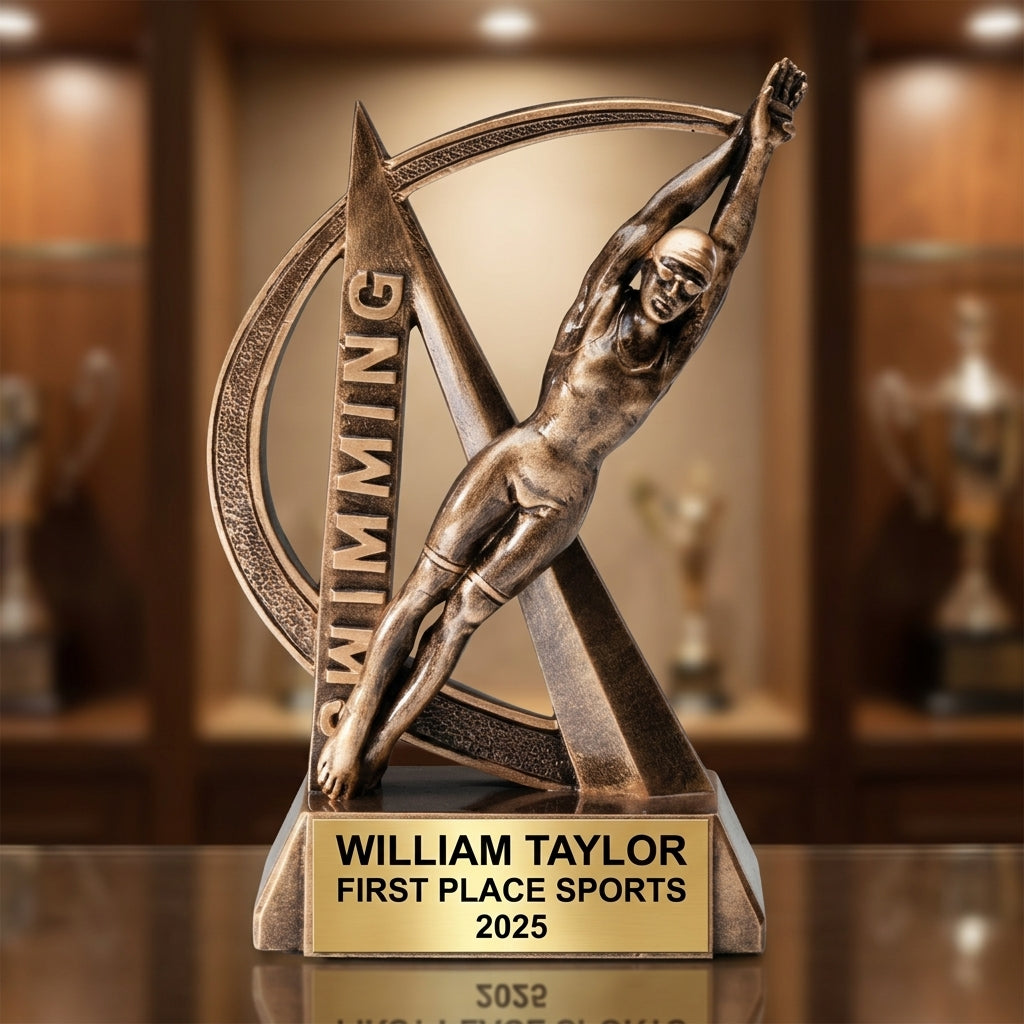 Sports Award Trophy | Personalized | Custom Engraved | Swim Award | Gold | Gift for Swimmer | Swim Team Award - View 1