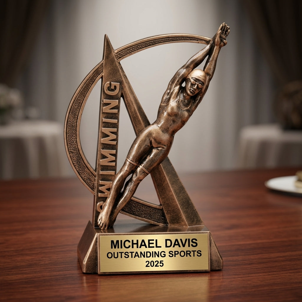 Sports Award Trophy | Personalized | Custom Engraved | Swim Award | Gold | Gift for Swimmer | Swim Team Award - View 2
