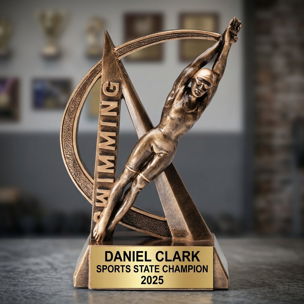 Sports Award Trophy | Personalized | Custom Engraved | Swim Award | Gold | Gift for Swimmer | Swim Team Award - View 3