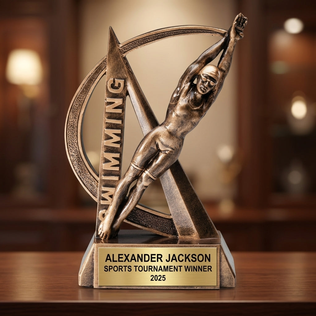 Sports Award Trophy | Personalized | Custom Engraved | Swim Award | Gold | Gift for Swimmer | Swim Team Award - View 4
