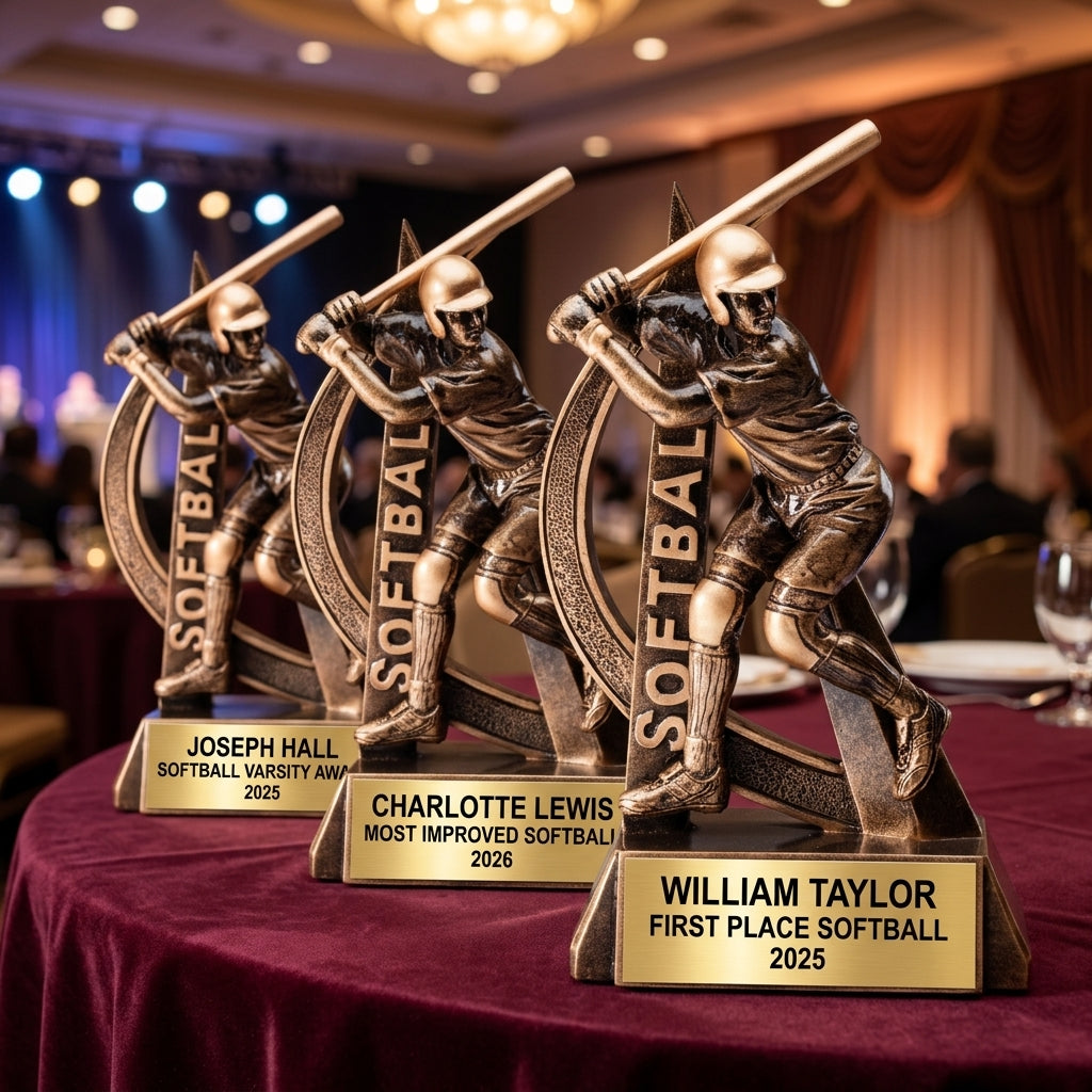 Softball Award Trophy | Personalized | Custom Engraved | Softball MVP | Team Awards | End of Season | Gold | Wood Unlimited - View 6